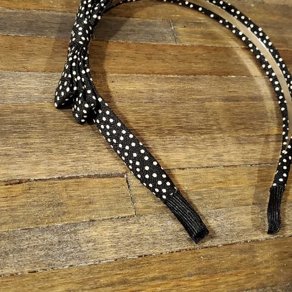 Black Hair Band with Cute Bow and White Dots - Picture 4 of 5